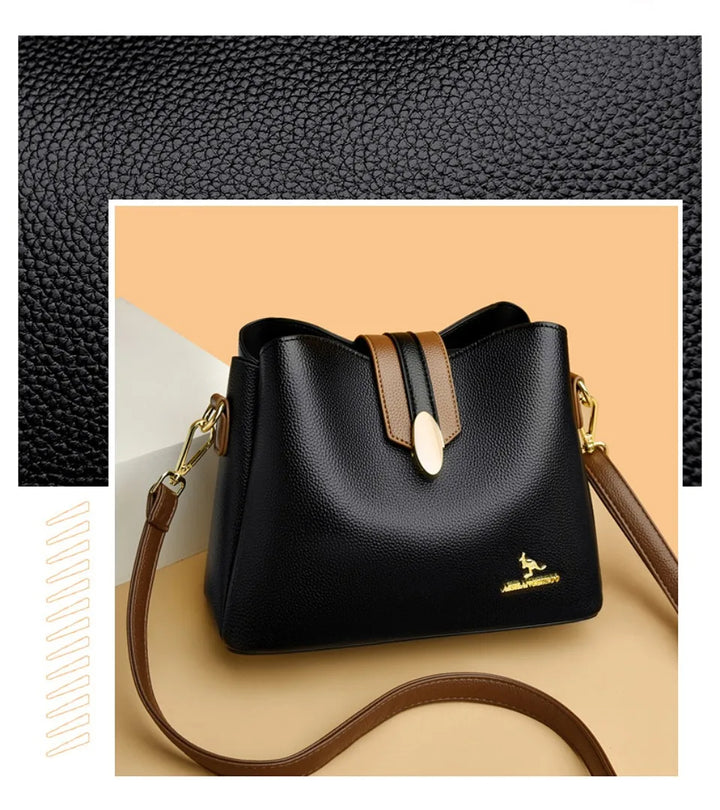 Women’s Casual Leather-Look Tote Bag | حقيبة توت نسائية عملية