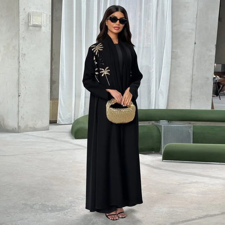Women’s Open Abaya | Elegant Sequin Embroidery Eid Design