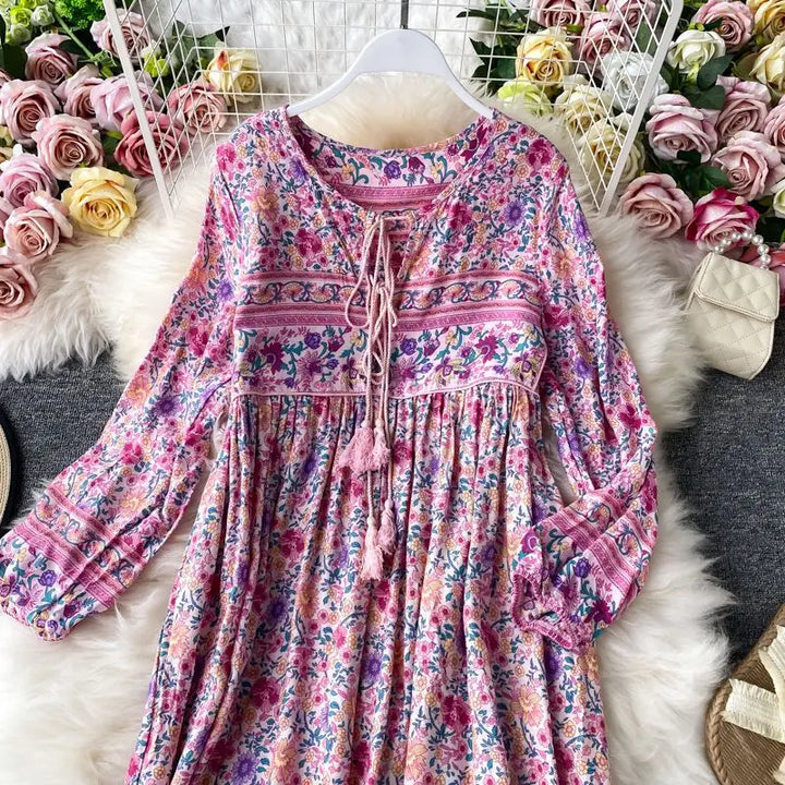 Women’s Retro Floral Long Jalabiya | جلابية نسائية طويلة بنقشة زهور