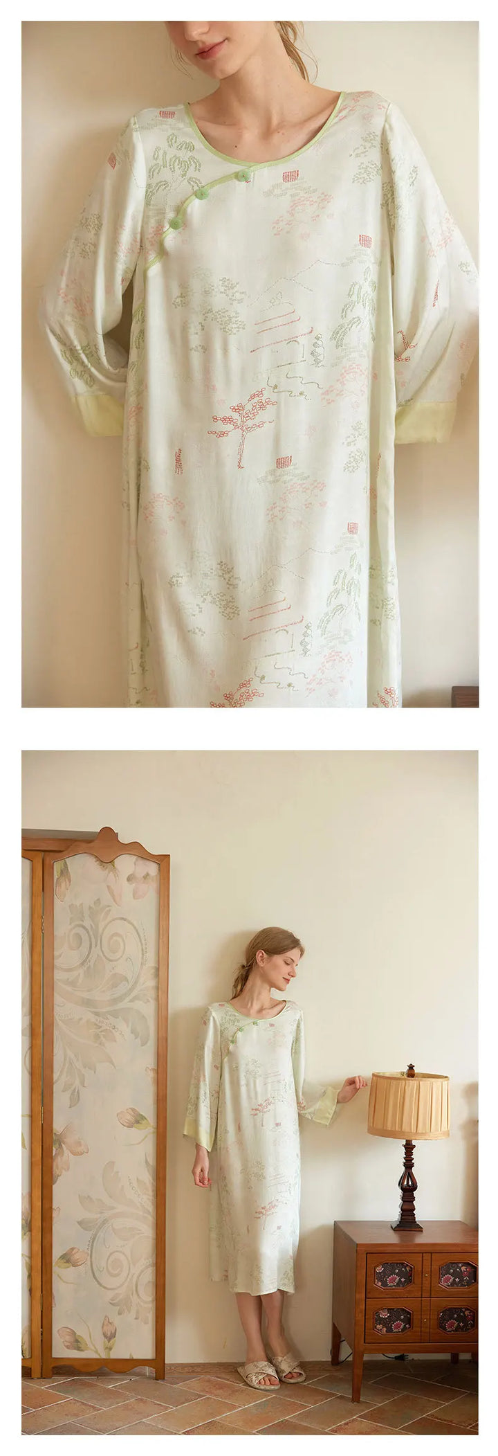 Women’s Satin Nightdress | جلابية ساتان نسائية للبيت - Retro