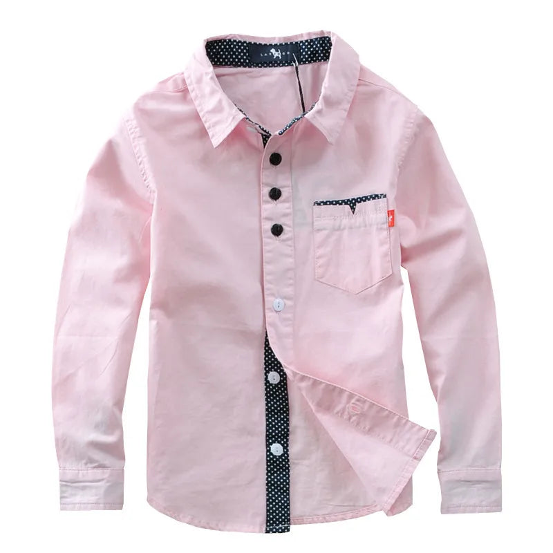 Boys’ Solid Long Sleeve Shirt 3–12 Years | قميص أولاد سادة بأكمام طويلة لعمر ٣–١٢ سنة