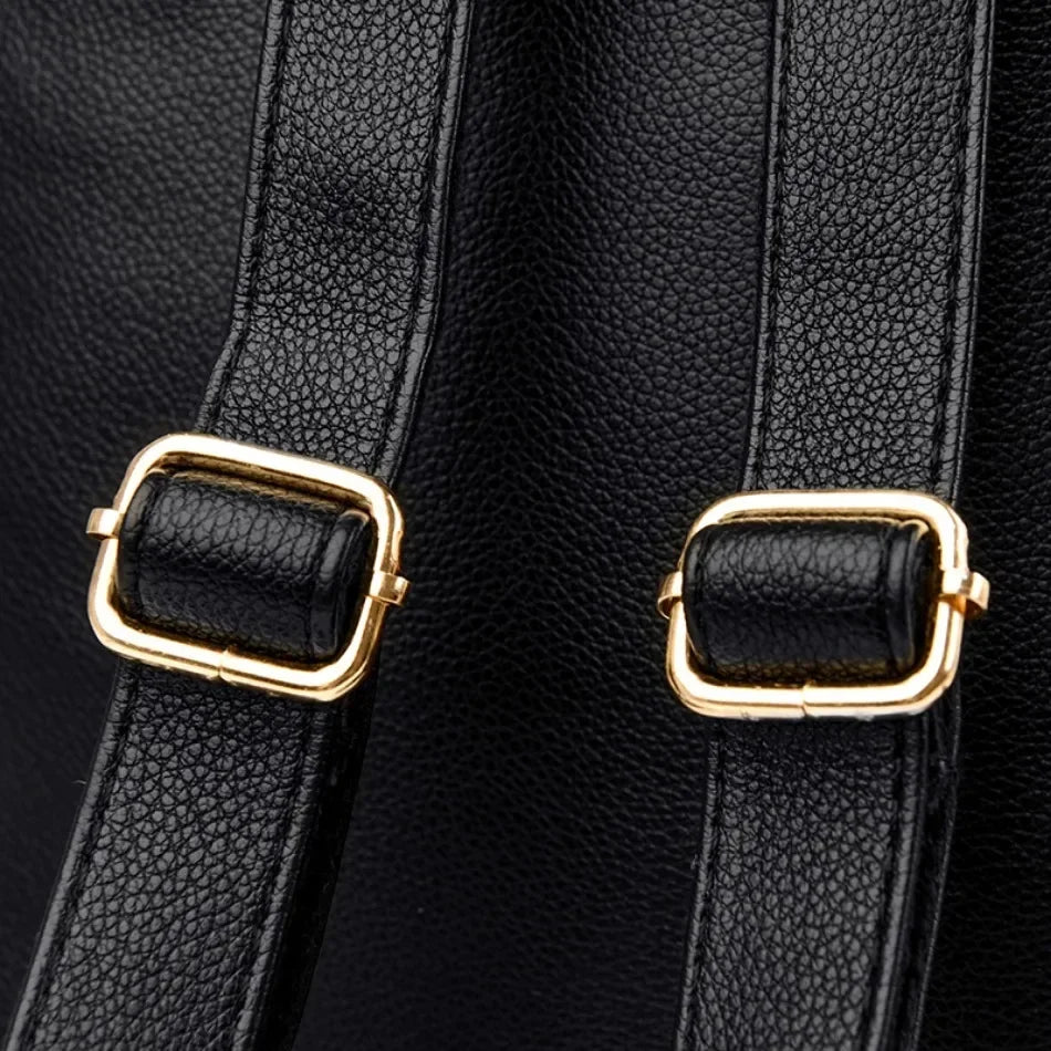 Women’s Vintage Leather-Look Backpack | حقيبة ظهر نسائية بطابع كلاسيكي
