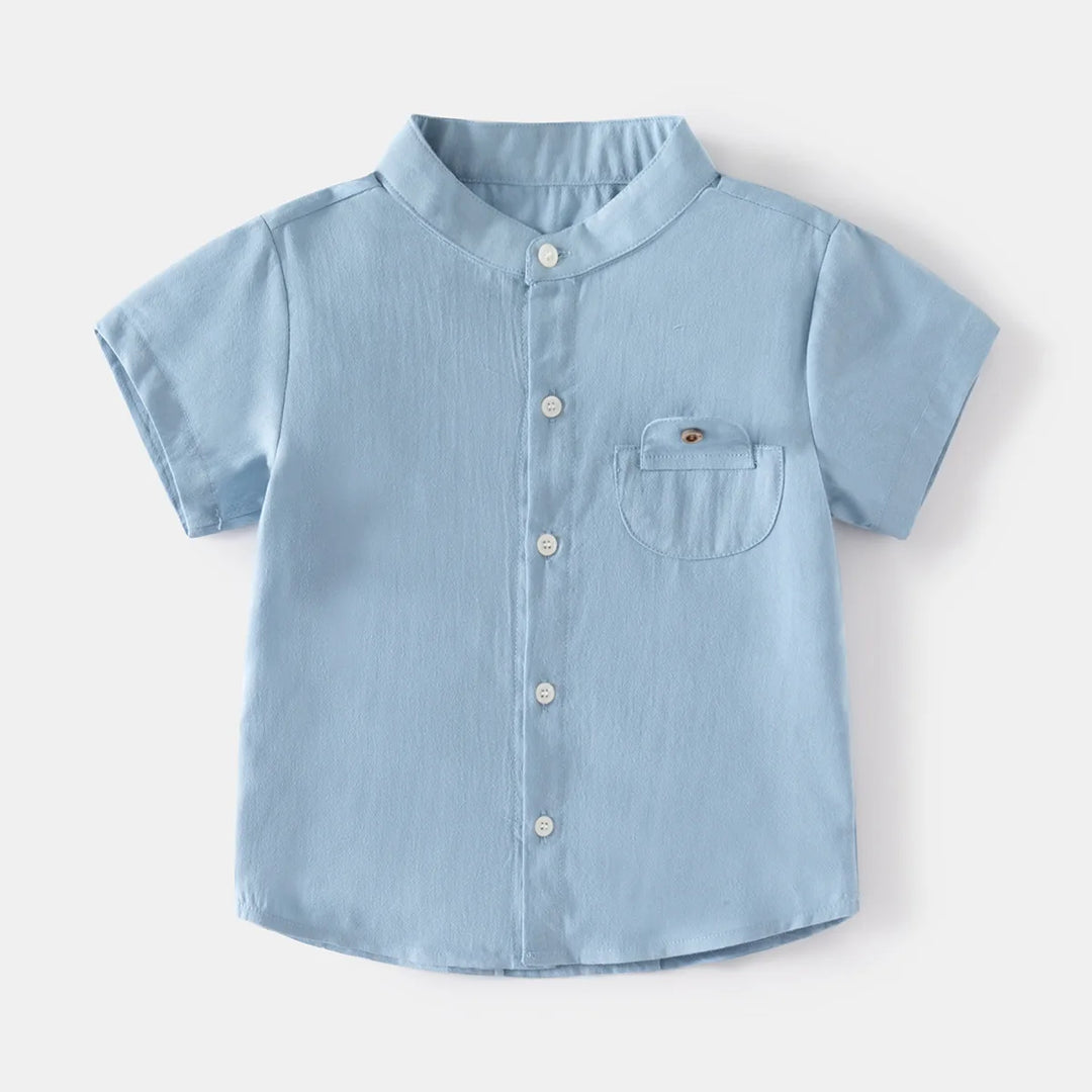 Boys’ Cotton Mandarin Collar Shirt 2–6 Years | قميص أولاد قطني بياقة ماندارين لعمر ٢–٦ سنوات
