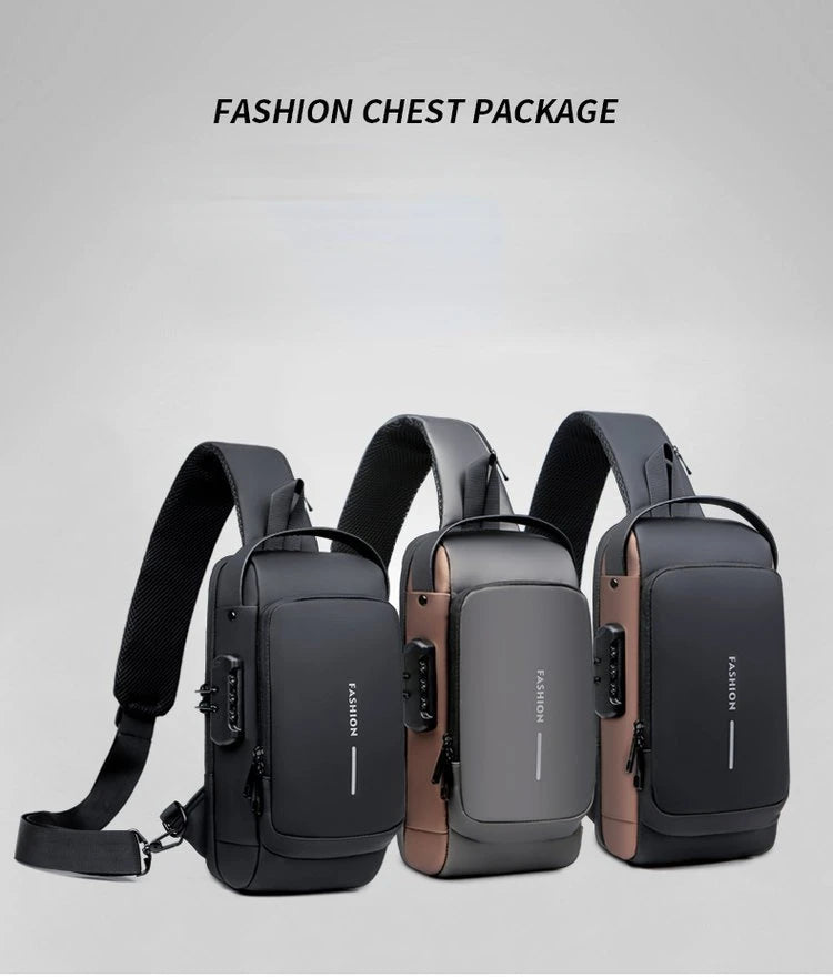 Men’s Anti-Theft Oxford Sling Chest Bag | حقيبة صدر رجالية أكسفورد مضادة للسرقة