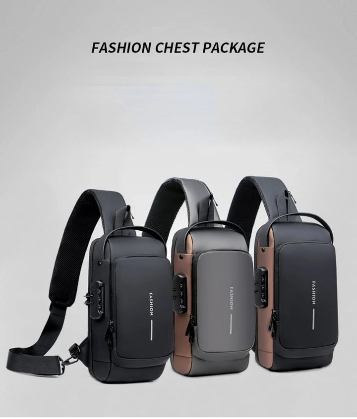 Men’s Anti-Theft Oxford Sling Chest Bag | حقيبة صدر رجالية أكسفورد مضادة للسرقة