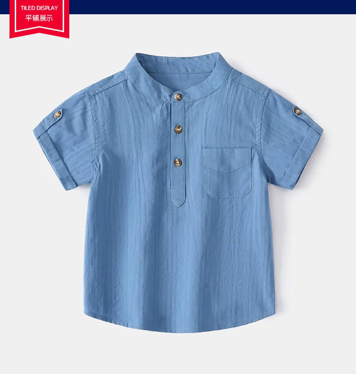 Boys’ Lightweight Linen Short Sleeve Shirt | قميص أطفال لينن خفيف