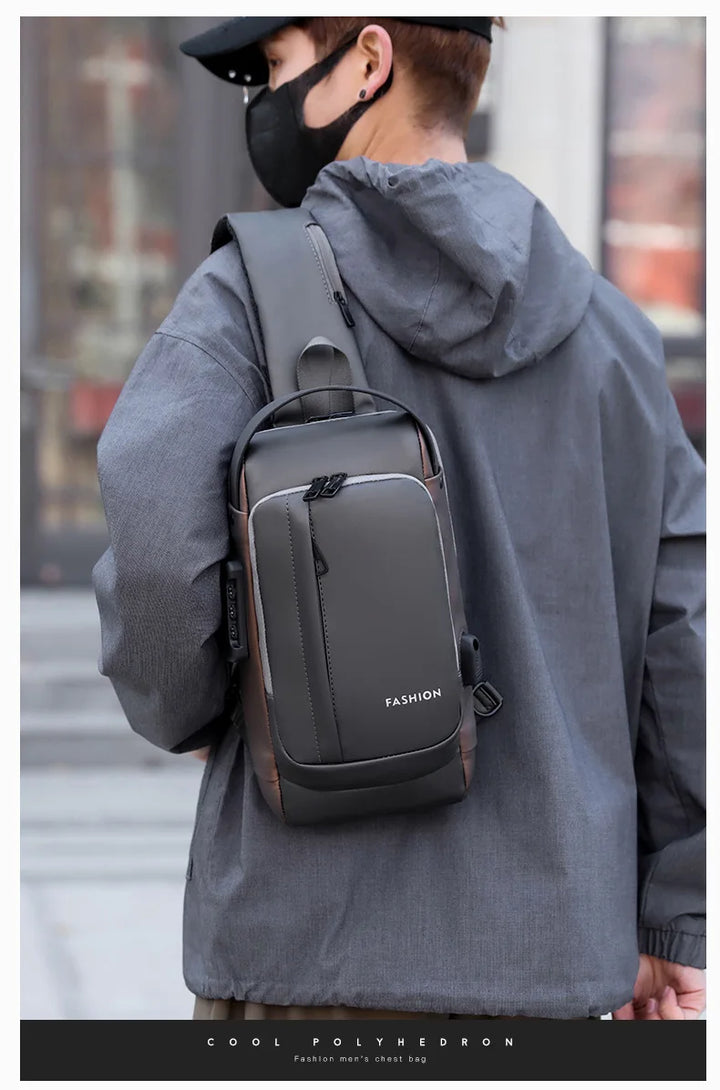 Men’s Anti-Theft Oxford Sling Chest Bag | حقيبة صدر رجالية أكسفورد مضادة للسرقة