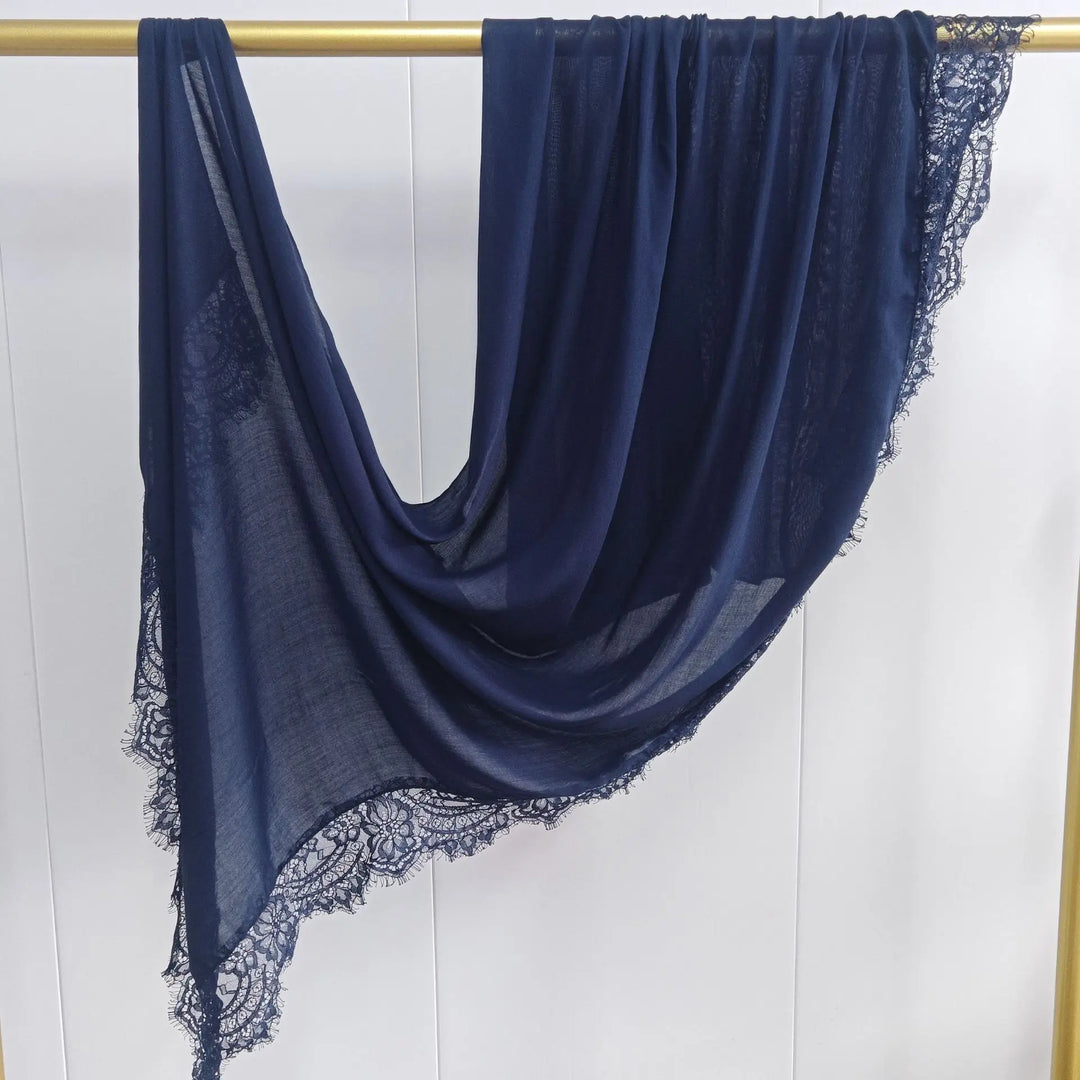 Women’s Lace Edge Hijab Scarf | Soft Everyday Drape