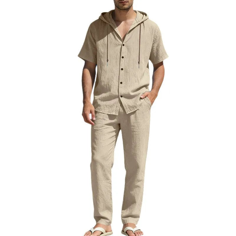 Men’s Summer Beach Set | Casual Short Sleeve Shirt & Shorts Outfit