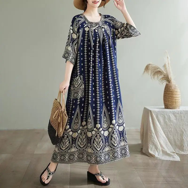 Women’s Floral Maternity Lounge Dress | فستان بيت واسع ومريح - Floral
