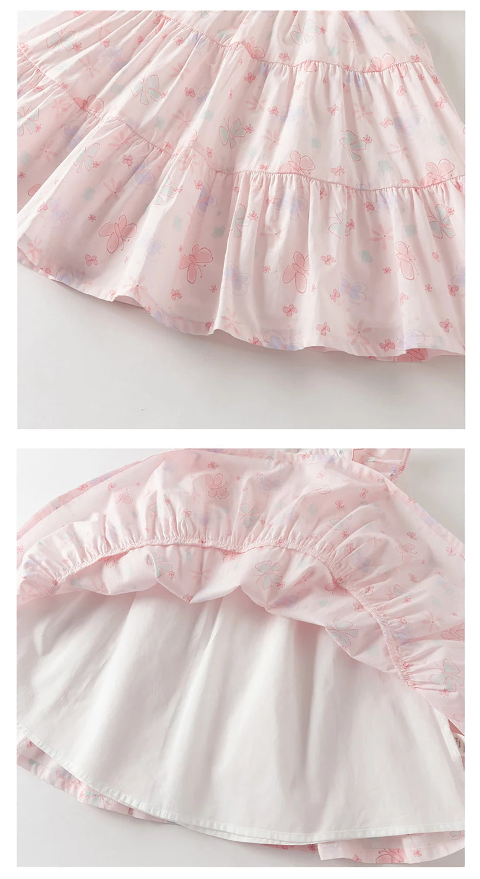 Girls Pink Butterfly Print Mesh Dress