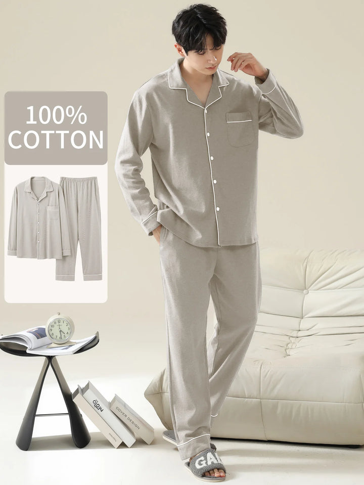 Men’s Cotton Pajamas Set | Classic Comfortable Sleepwear