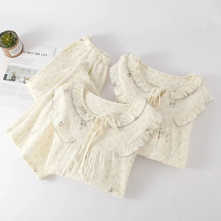 Women’s Cotton Pajama Set & Nightdress | بيجامة وجلابية قطنية للبيت - Floral