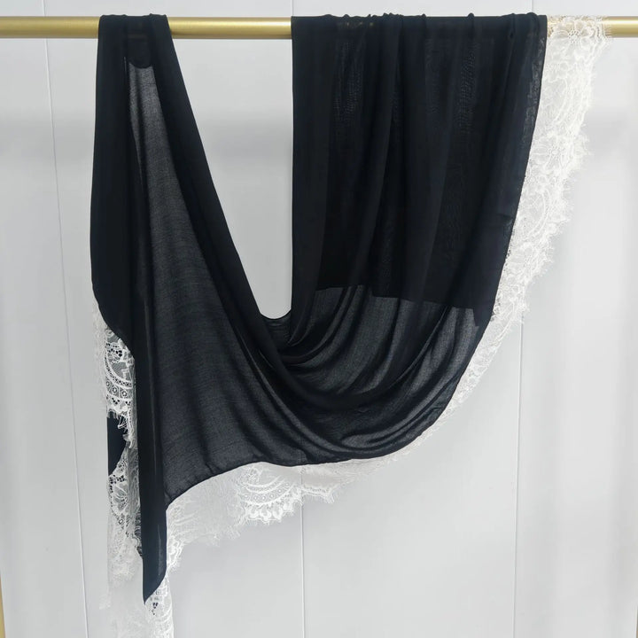 Women’s Lace Edge Hijab Scarf | Soft Everyday Drape