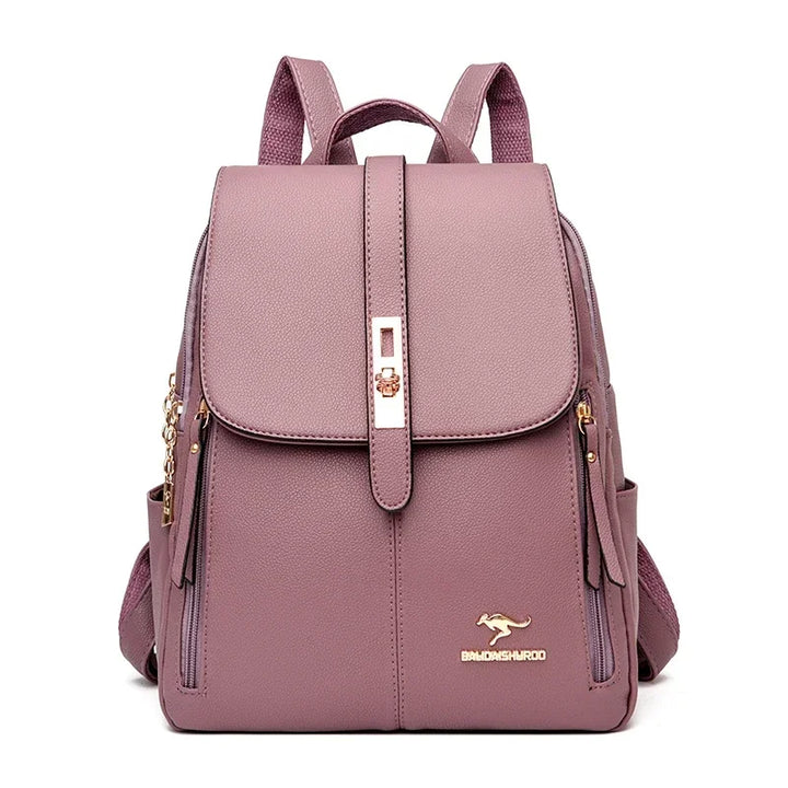 Women’s Vintage Leather-Look Backpack | حقيبة ظهر نسائية بطابع كلاسيكي