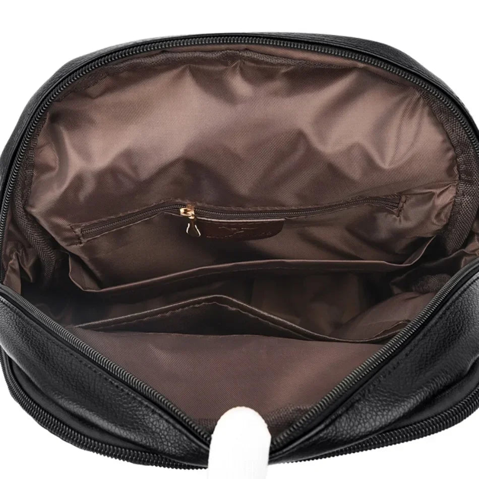 Women’s Vintage Leather-Look Backpack | حقيبة ظهر نسائية بطابع كلاسيكي