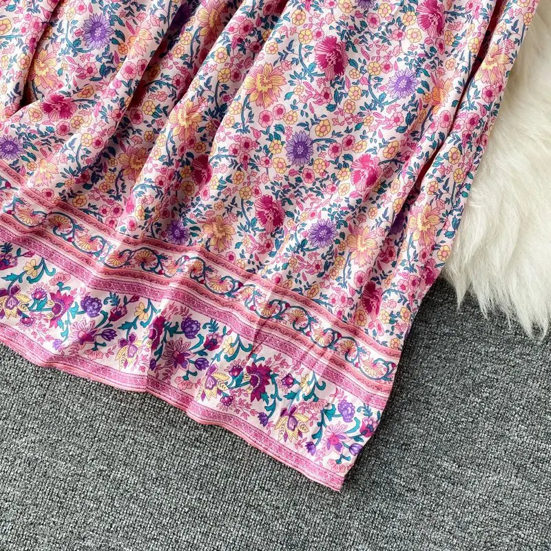 Women’s Retro Floral Long Jalabiya | جلابية نسائية طويلة بنقشة زهور