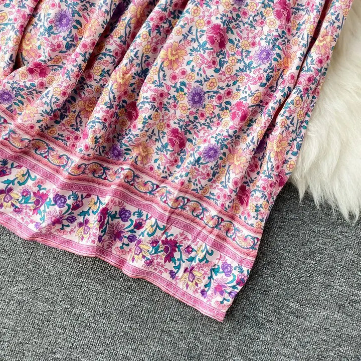 Women’s Retro Floral Long Jalabiya | جلابية نسائية طويلة بنقشة زهور