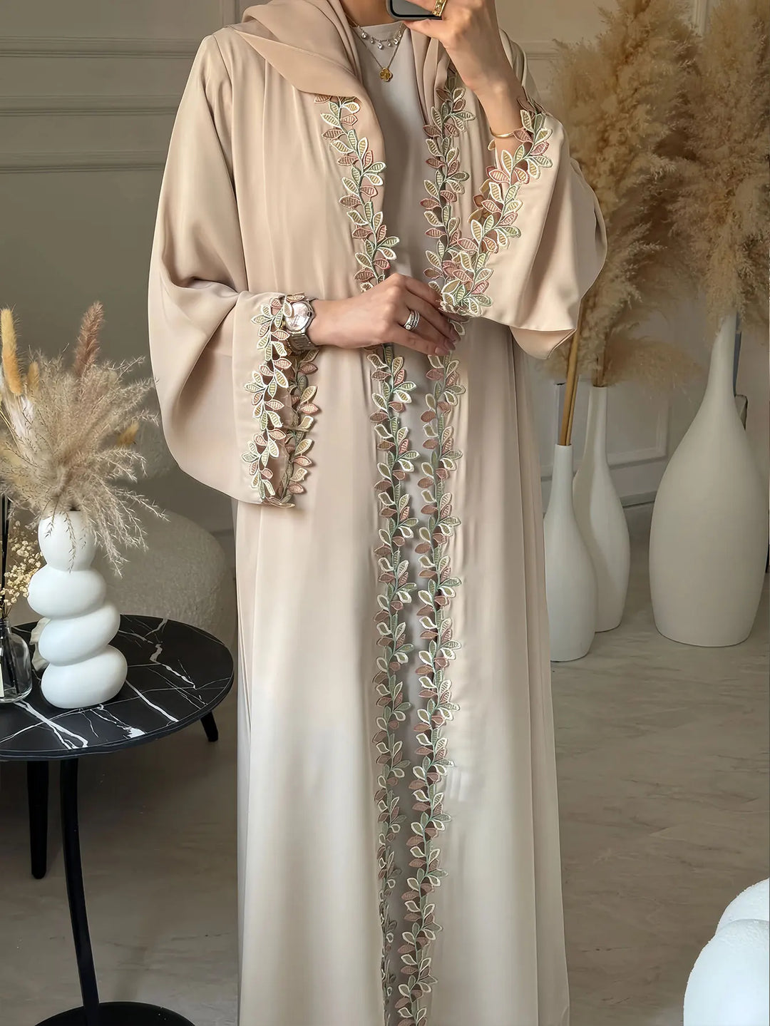 Women’s 2-Piece Abaya Set | Elegant Embroidered Modest Outfit