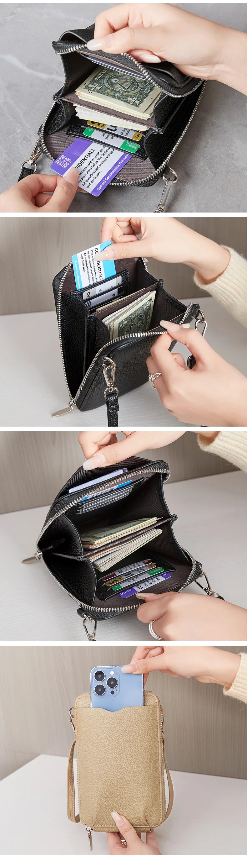 Women’s Multi-Function PU Phone Crossbody Bag | حقيبة هاتف نسائية متعددة الاستخدامات
