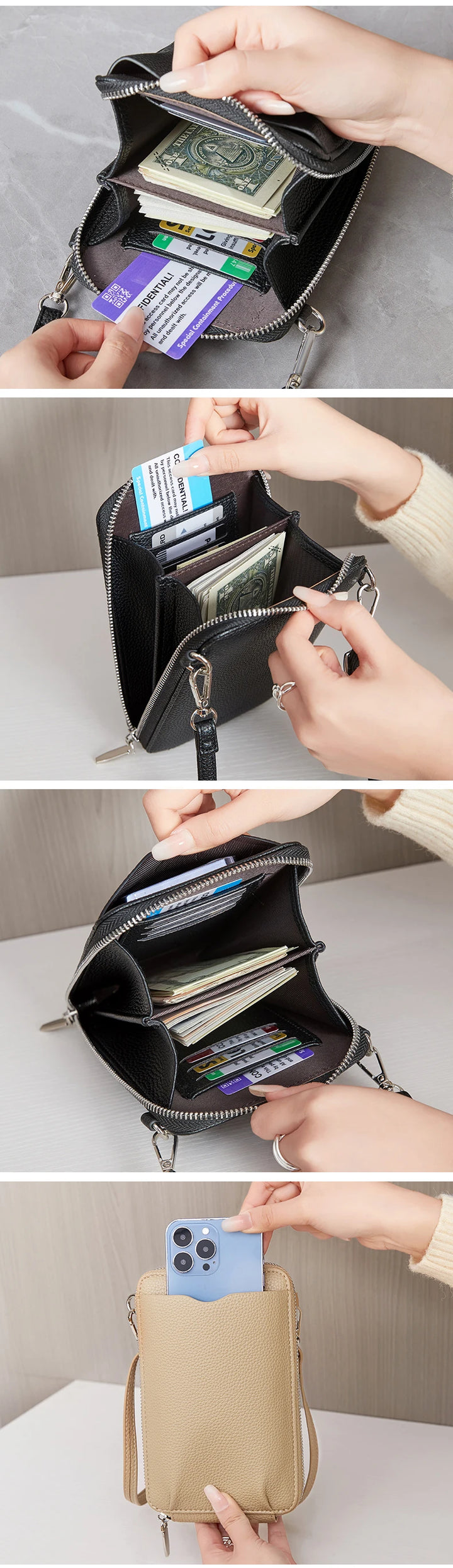 Women’s Multi-Function PU Phone Crossbody Bag | حقيبة هاتف نسائية متعددة الاستخدامات