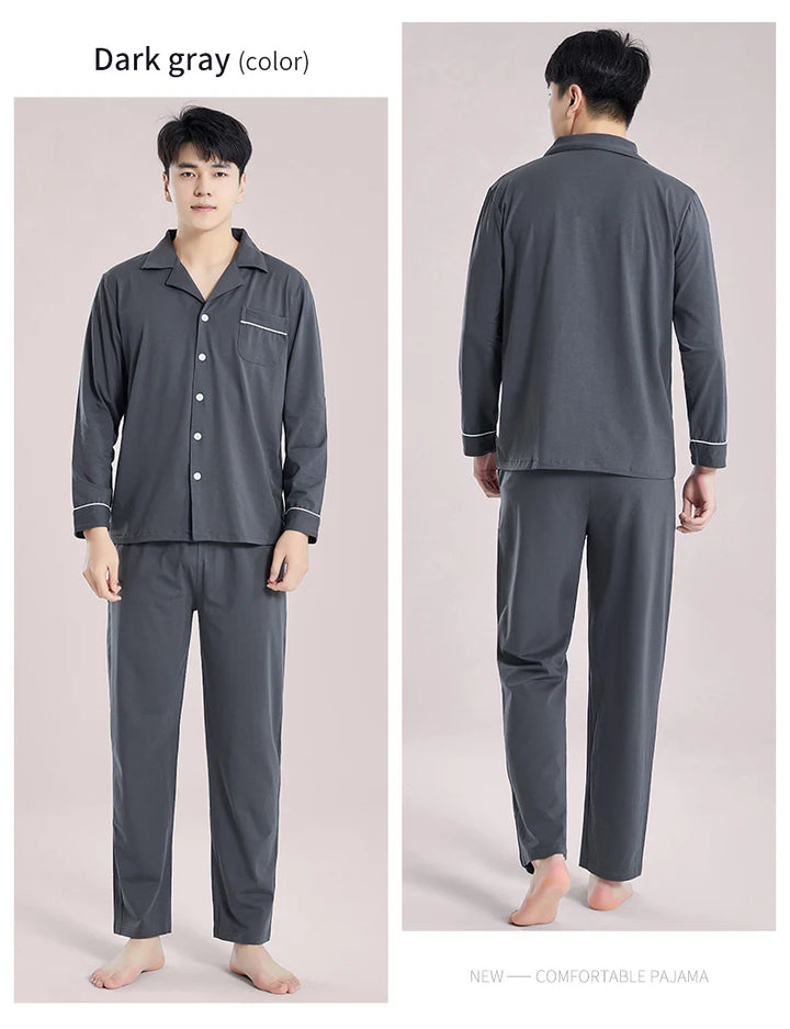 Men’s Cotton Pajama Set | Warm Button-Down Homewear
