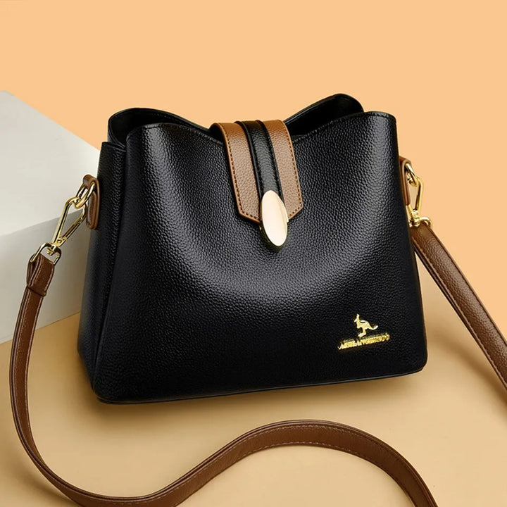 Women’s Casual Leather-Look Tote Bag | حقيبة توت نسائية عملية