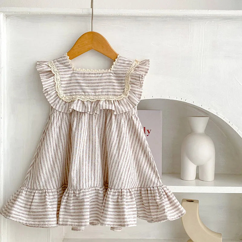 Girls Plaid Ruffle Summer Dress