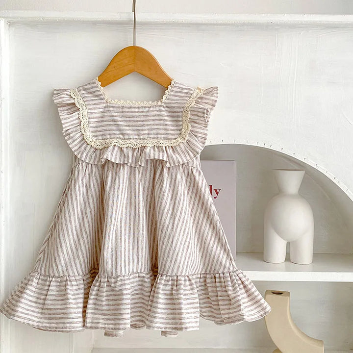 Girls Plaid Ruffle Summer Dress