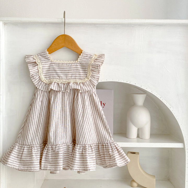 Girls Plaid Ruffle Summer Dress
