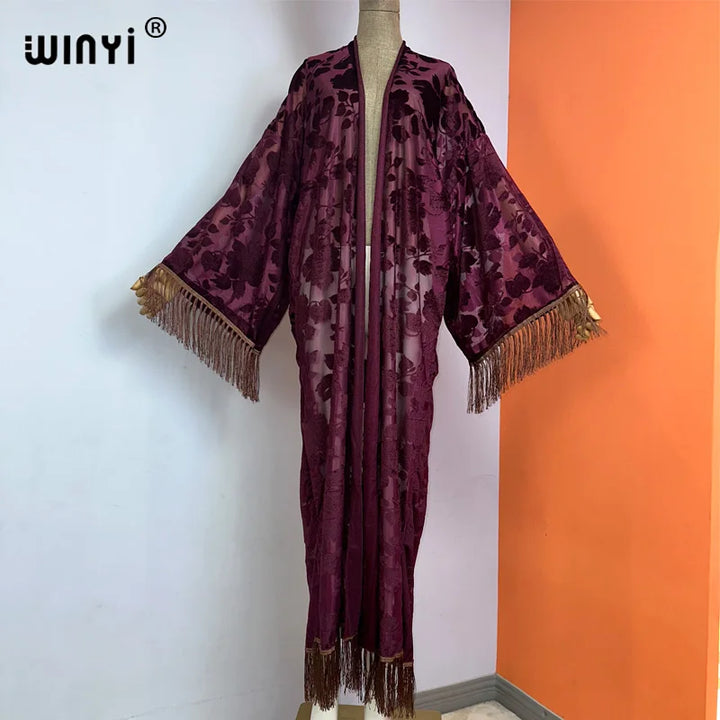 Abaya Open Front Printed Kimono Robe Lightweight