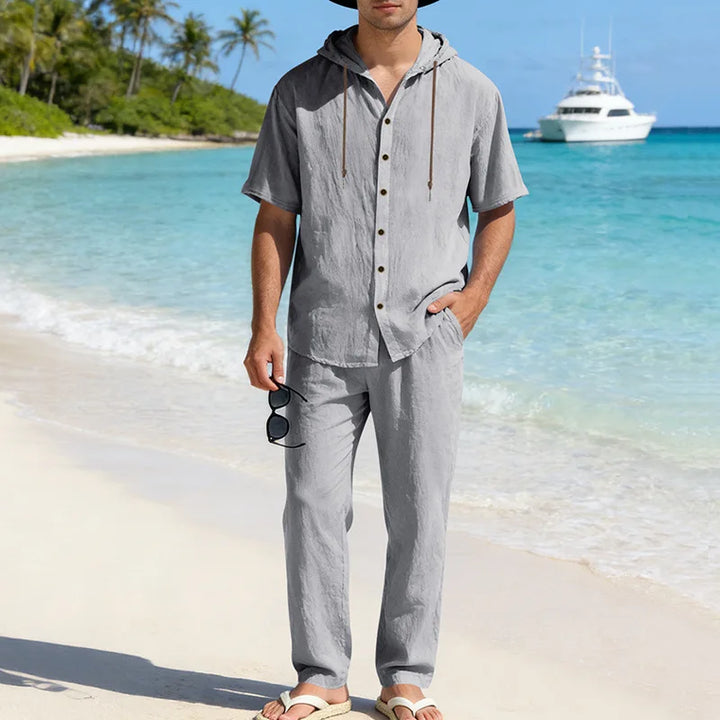 Men’s Summer Beach Set | Casual Short Sleeve Shirt & Shorts Outfit