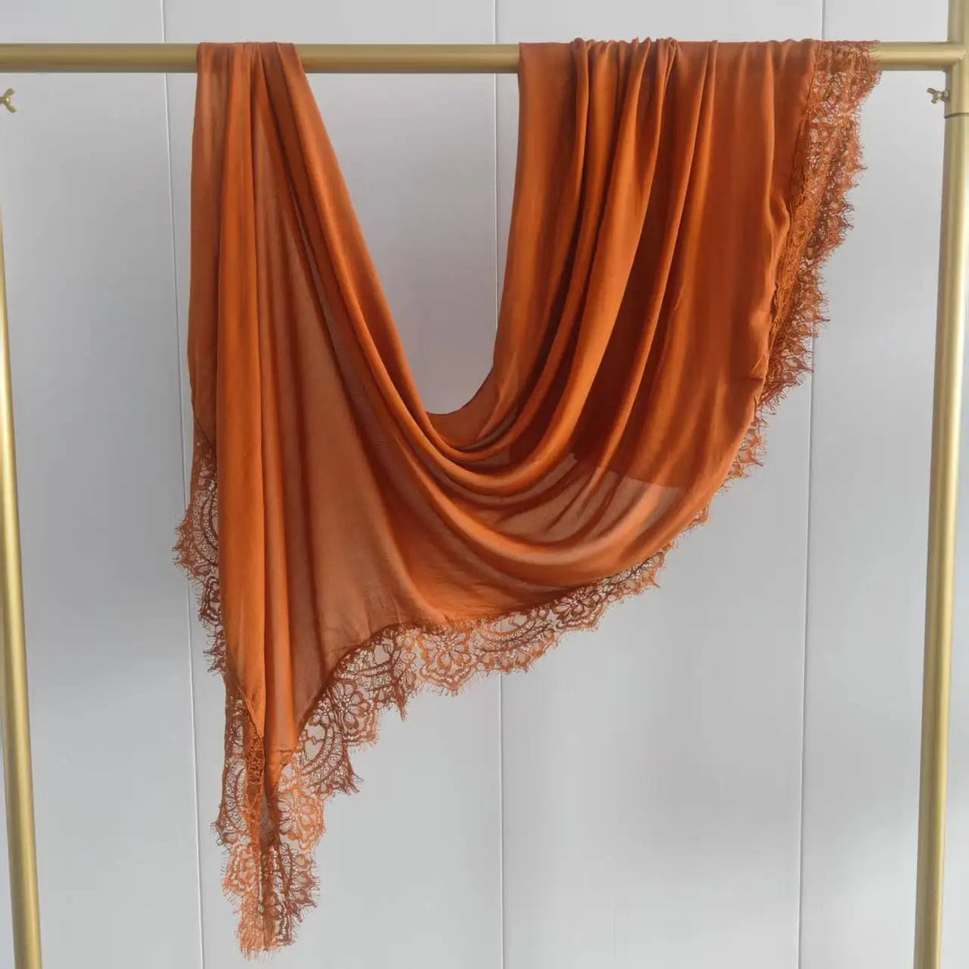 Women’s Lace Edge Hijab Scarf | Soft Everyday Drape