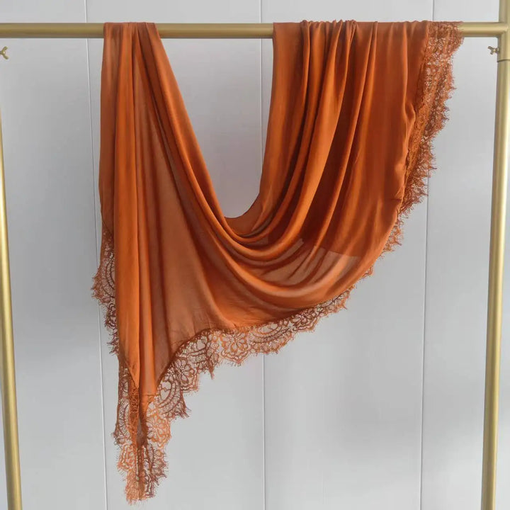 Women’s Lace Edge Hijab Scarf | Soft Everyday Drape
