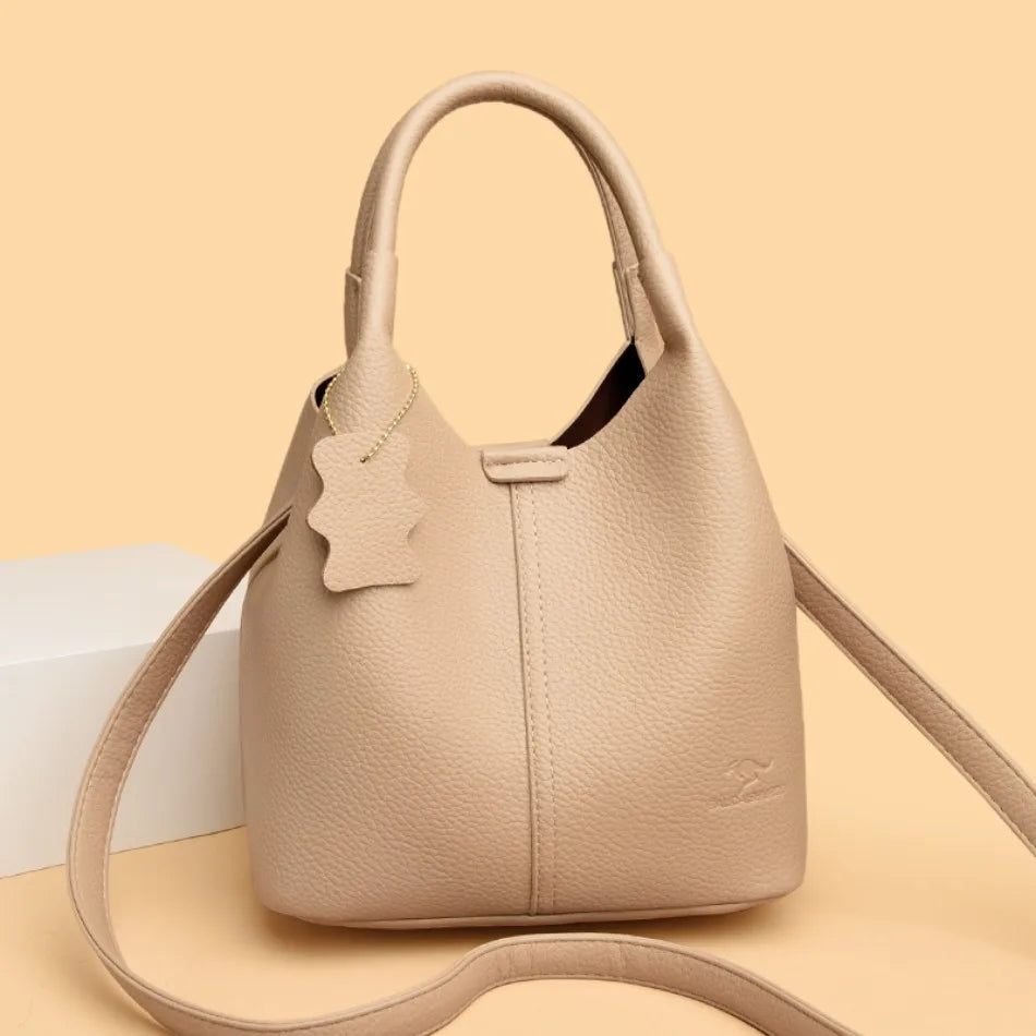 Women’s Soft Bucket Shoulder Bag | Elegant Top-Handle Tote