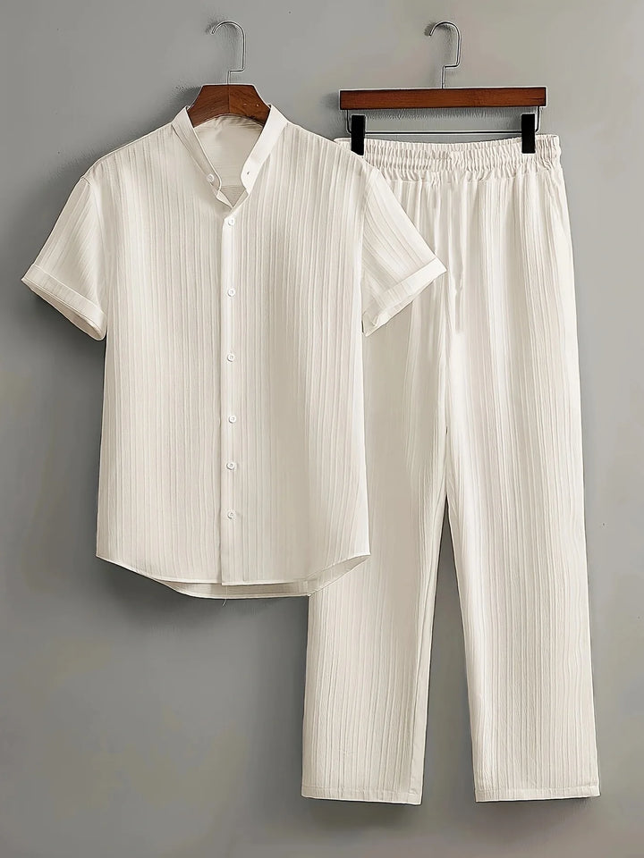 Men’s Summer Casual 2-Piece Set | Short Sleeve Shirt & Relaxed Pants