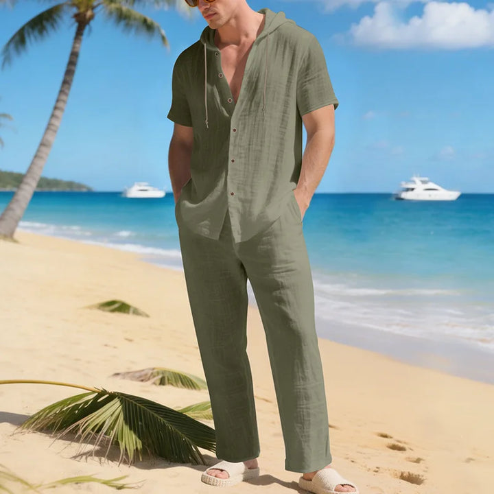 Men’s Summer Beach Set | Casual Short Sleeve Shirt & Shorts Outfit