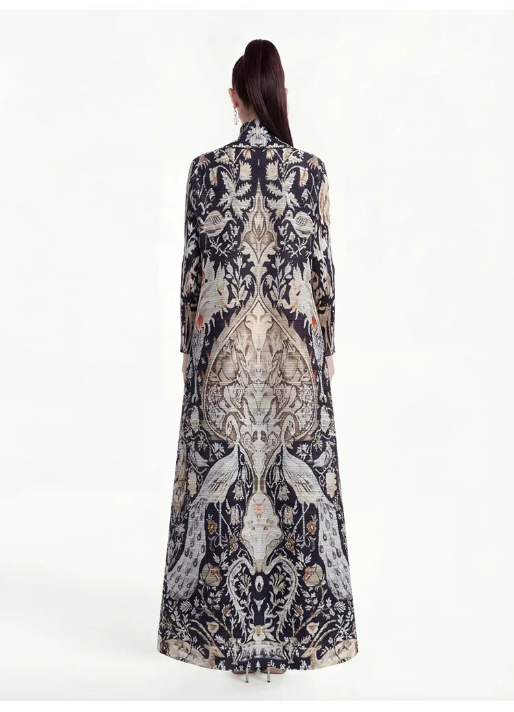 Women’s Pleated Printed Long Dress | فستان نسائي طويل بطبعات أنيقة