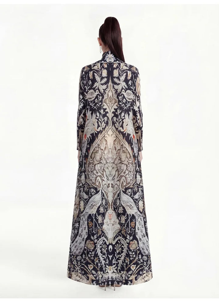 Women’s Pleated Printed Long Dress | فستان نسائي طويل بطبعات أنيقة