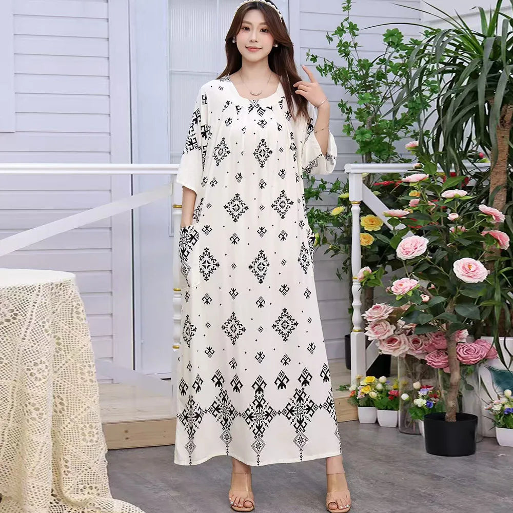 Women’s Floral Maternity Lounge Dress | فستان بيت واسع ومريح - Floral