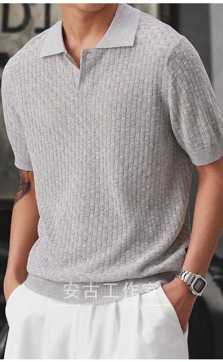 Men’s Loose Fit Knit Polo Shirt