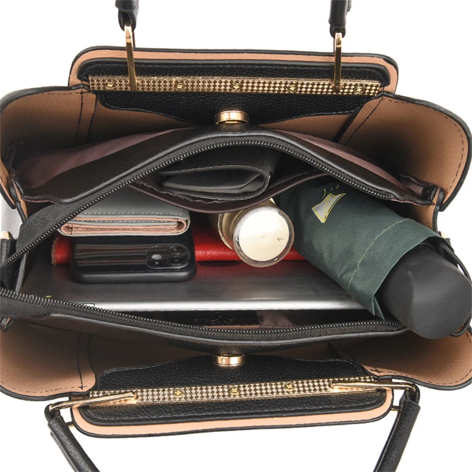 Women’s Three-Layer Shoulder Bag | Large Capacity Crossbody Tote