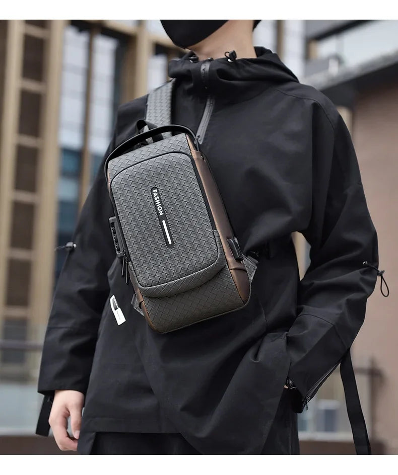 Men’s PU Anti-Theft Chest Bag | حقيبة صدر رجالية PU مضادة للسرقة