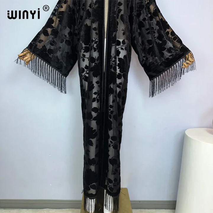 Abaya Open Front Printed Kimono Robe Lightweight
