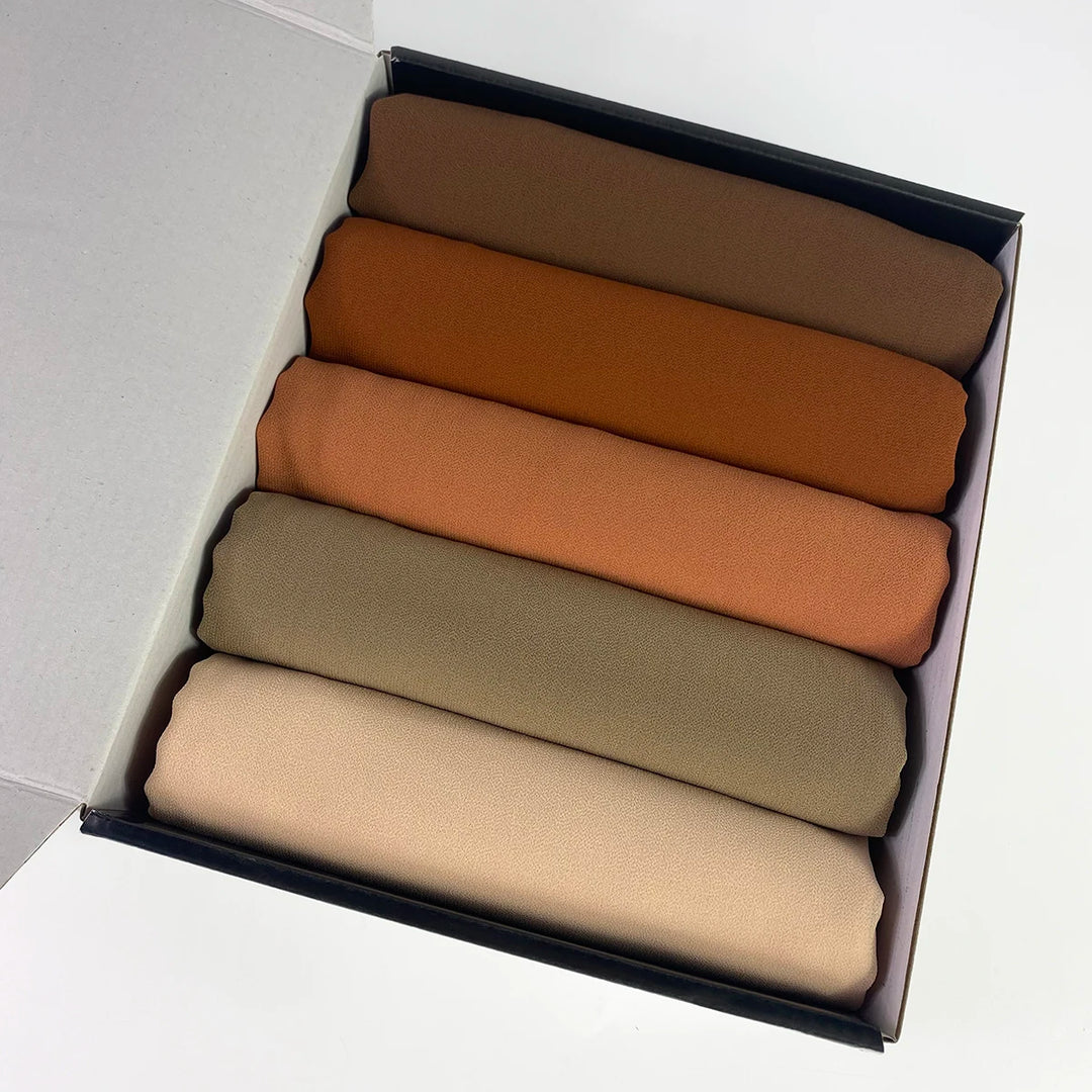 Women’s 5-Piece Chiffon Hijab Set | Gift Box Everyday Elegance