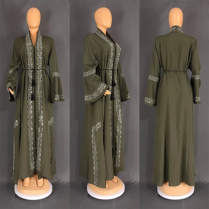 Women’s Crystal Rhinestone Open Abaya | عباية مفتوحة بتفاصيل كريستالية راقية