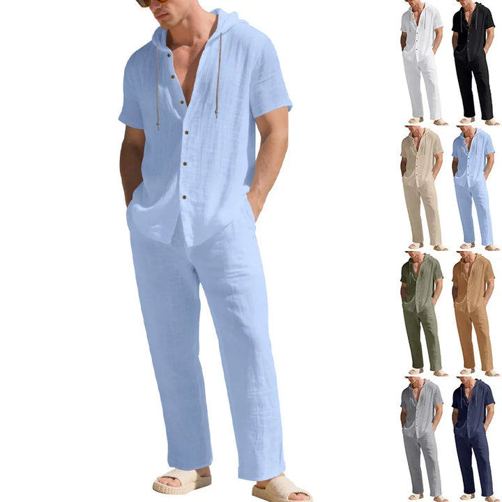 Men’s Summer Beach Set | Casual Short Sleeve Shirt & Shorts Outfit