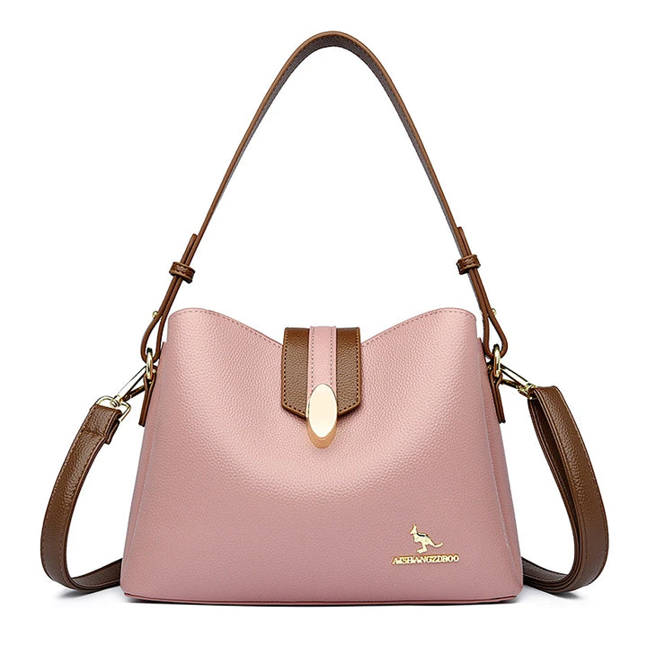 Women’s Casual Leather-Look Tote Bag | حقيبة توت نسائية عملية