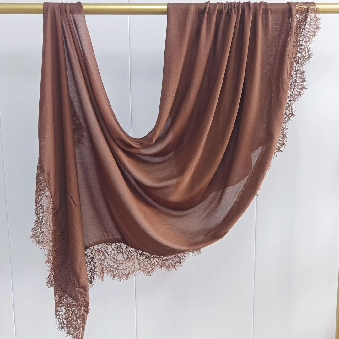 Women’s Lace Edge Hijab Scarf | Soft Everyday Drape