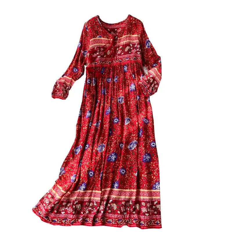 Women’s Retro Floral Long Jalabiya | جلابية نسائية طويلة بنقشة زهور